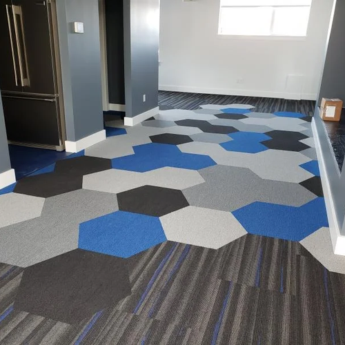 Carpet Tile with Hexagon Carpet Tile Accent - Abba Floorcoverings in Nanaimo, BC